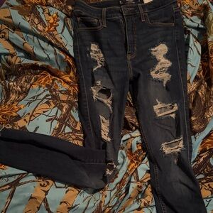 Hollister Dark Blue Distressed Skinny Jeans